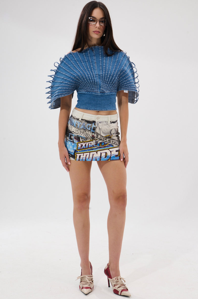 DENIM ON DENIM BLOUSE