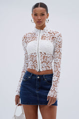 GIMME MORE LACE ZIP-UP TOP