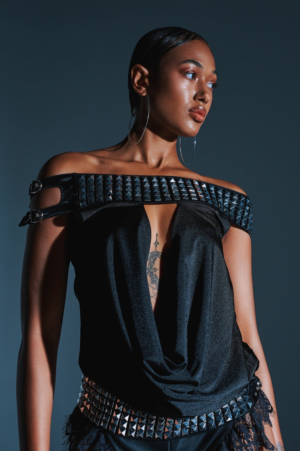 VENUS STUDDED OFF-THE-SHOULDER TOP