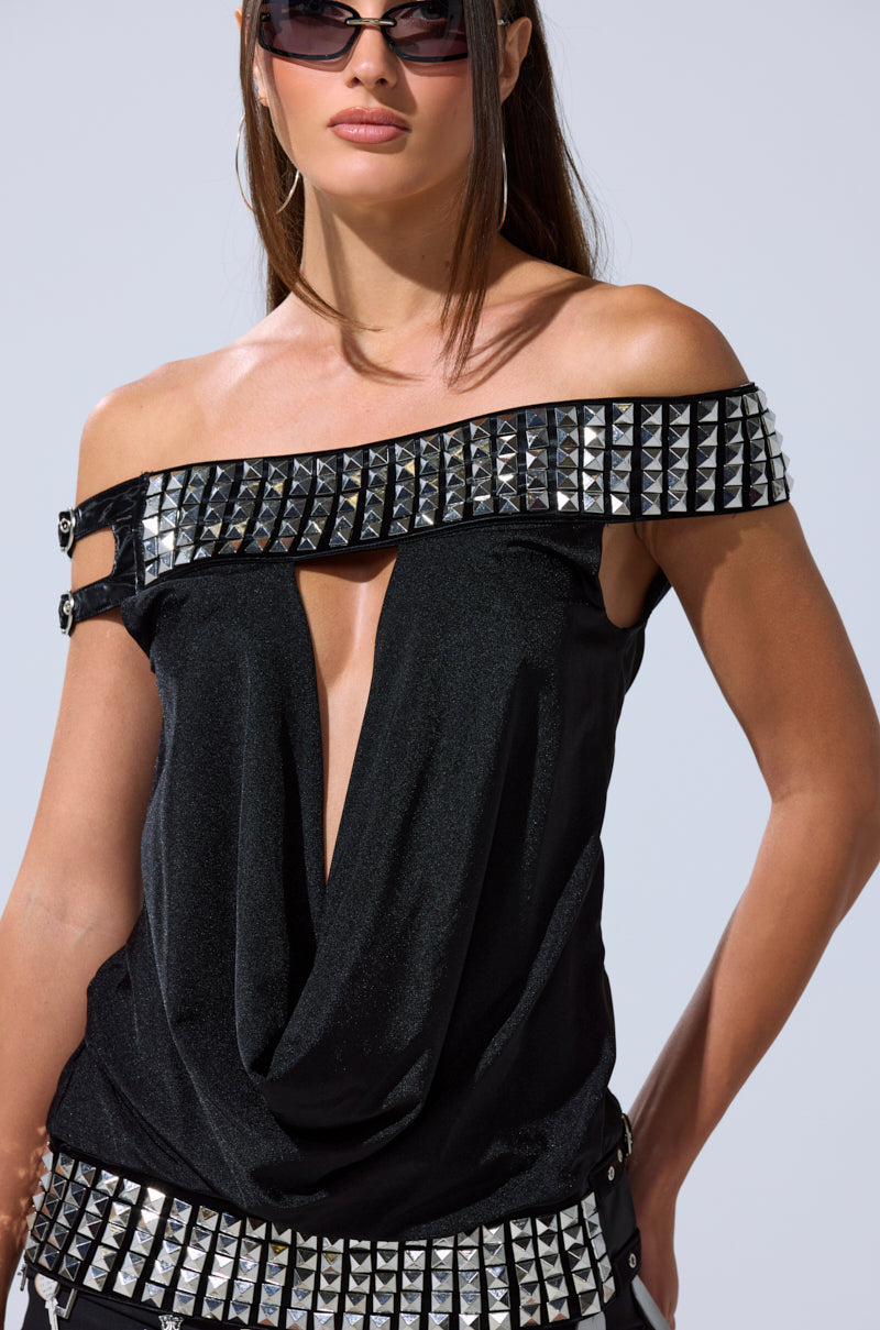 VENUS STUDDED OFF-THE-SHOULDER TOP
