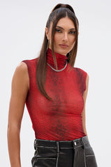 SEXY LITTLE SNAKE MESH TOP IN RED