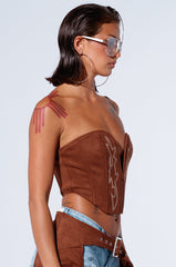SMOKE HOUR SUEDE CORSET IN BROWN