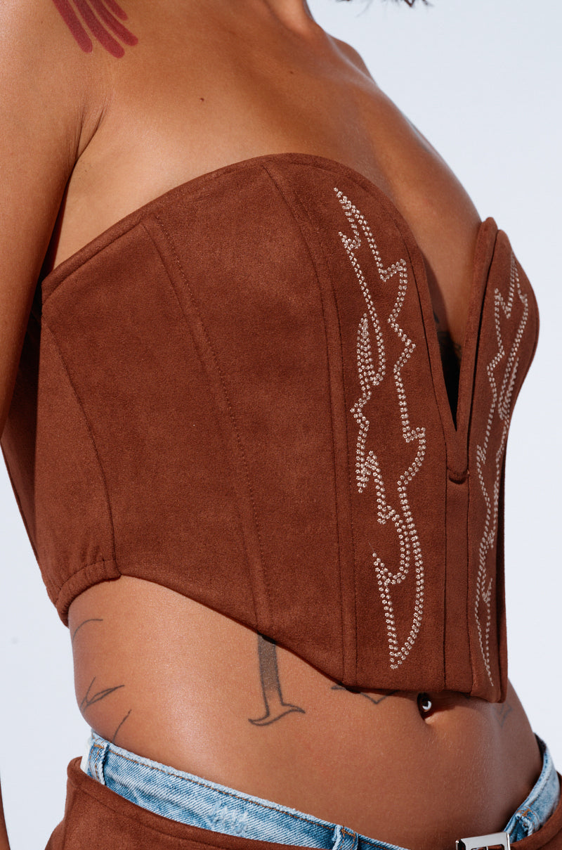 SMOKE HOUR SUEDE CORSET IN BROWN