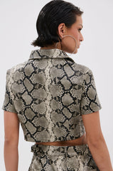 VENOM CROPPED LEATHER BUTTON DOWN