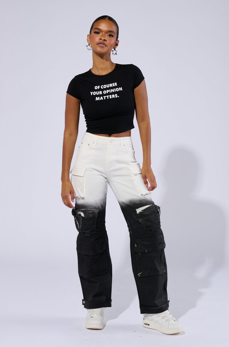 OPINION MATTERS GRAPHIC CROP TEE