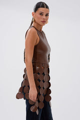 LIGHTS FLASHING FAUX LEATHER TOP