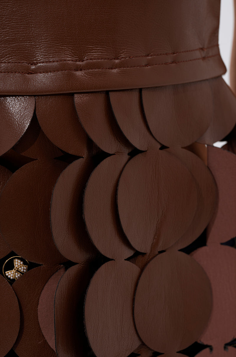 LIGHTS FLASHING FAUX LEATHER TOP