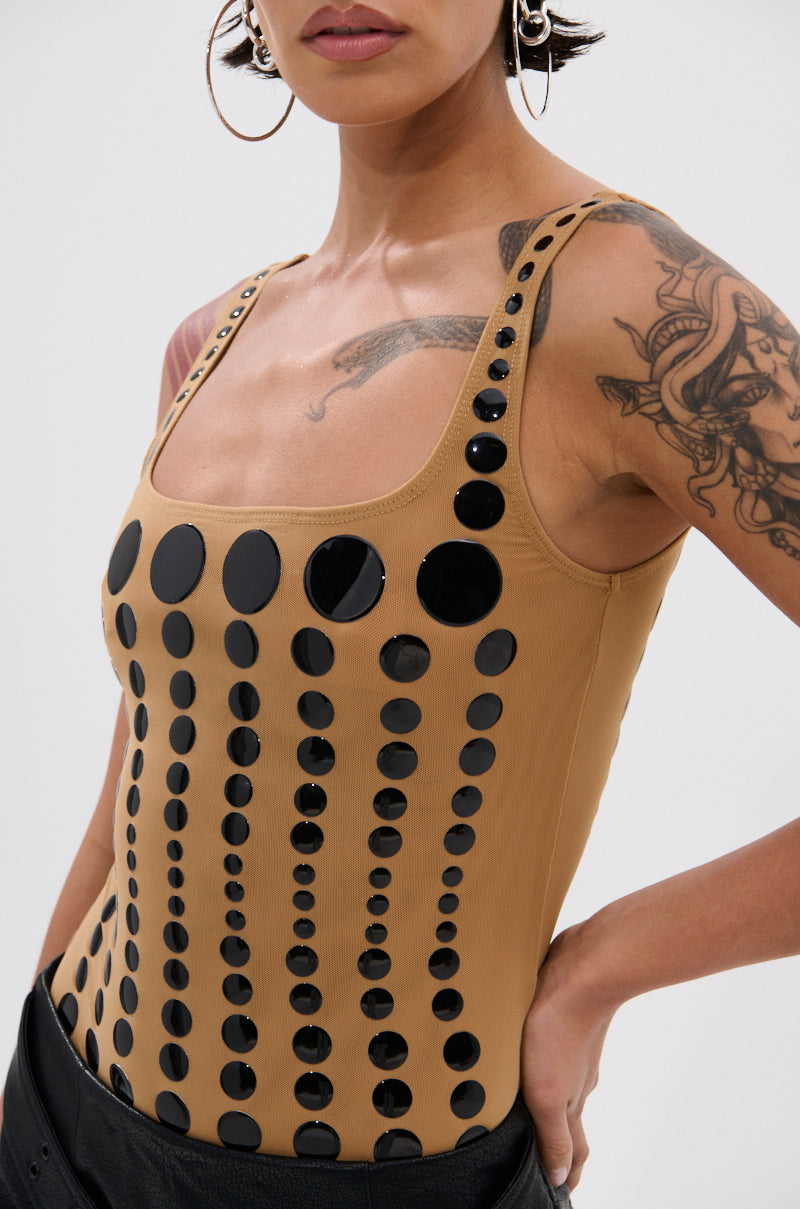 NOT WHAT YOU THOUGHT POLKA DOT MESH BODYSUIT