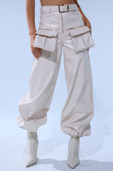SHOW STOPPER FAUX LEATHER CARGO TROUSER