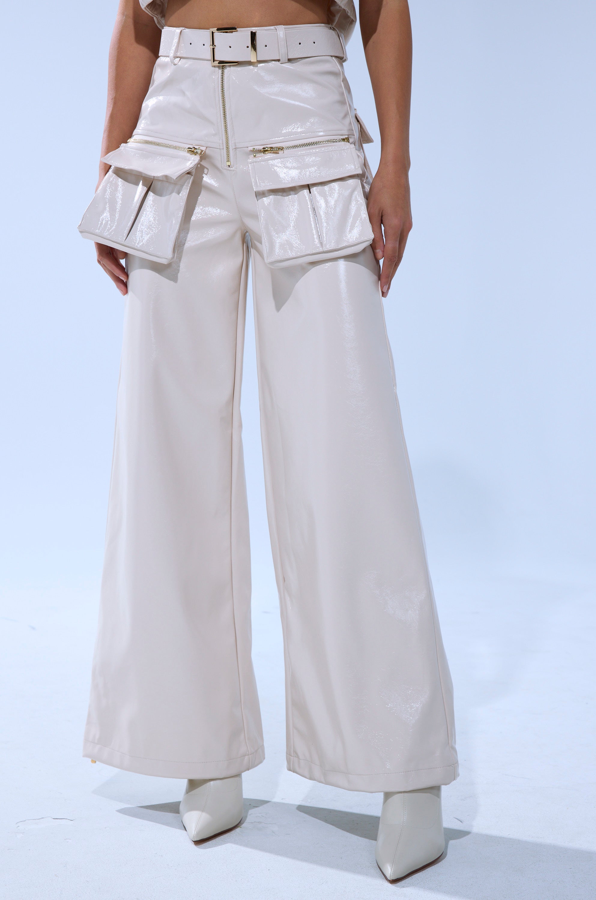 SHOW STOPPER FAUX LEATHER CARGO TROUSER