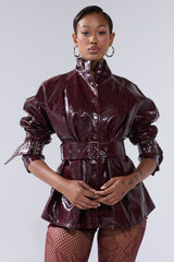 ON FIRE FAUX LEATHER BUTTON DOWN