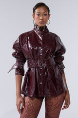 ON FIRE FAUX LEATHER BUTTON DOWN