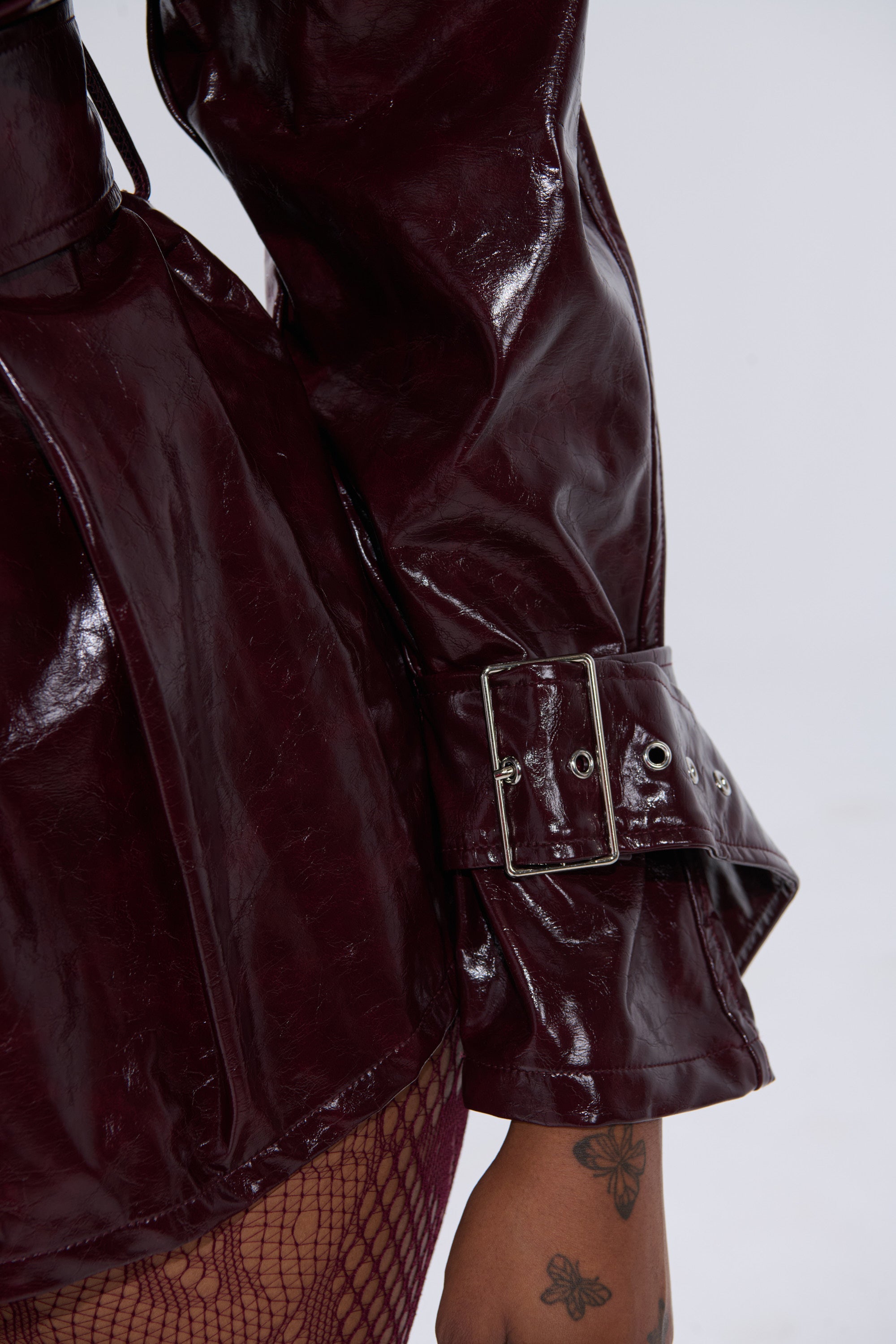 ON FIRE FAUX LEATHER BUTTON DOWN