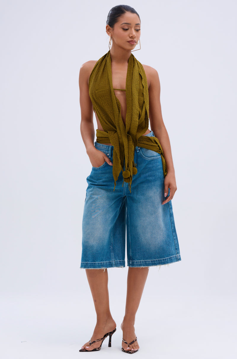 ISLAND DREAMS WRAP HALTER TOP