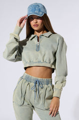 SOCIAL STATUS PULLOVER DENIM SWEATSHIRT