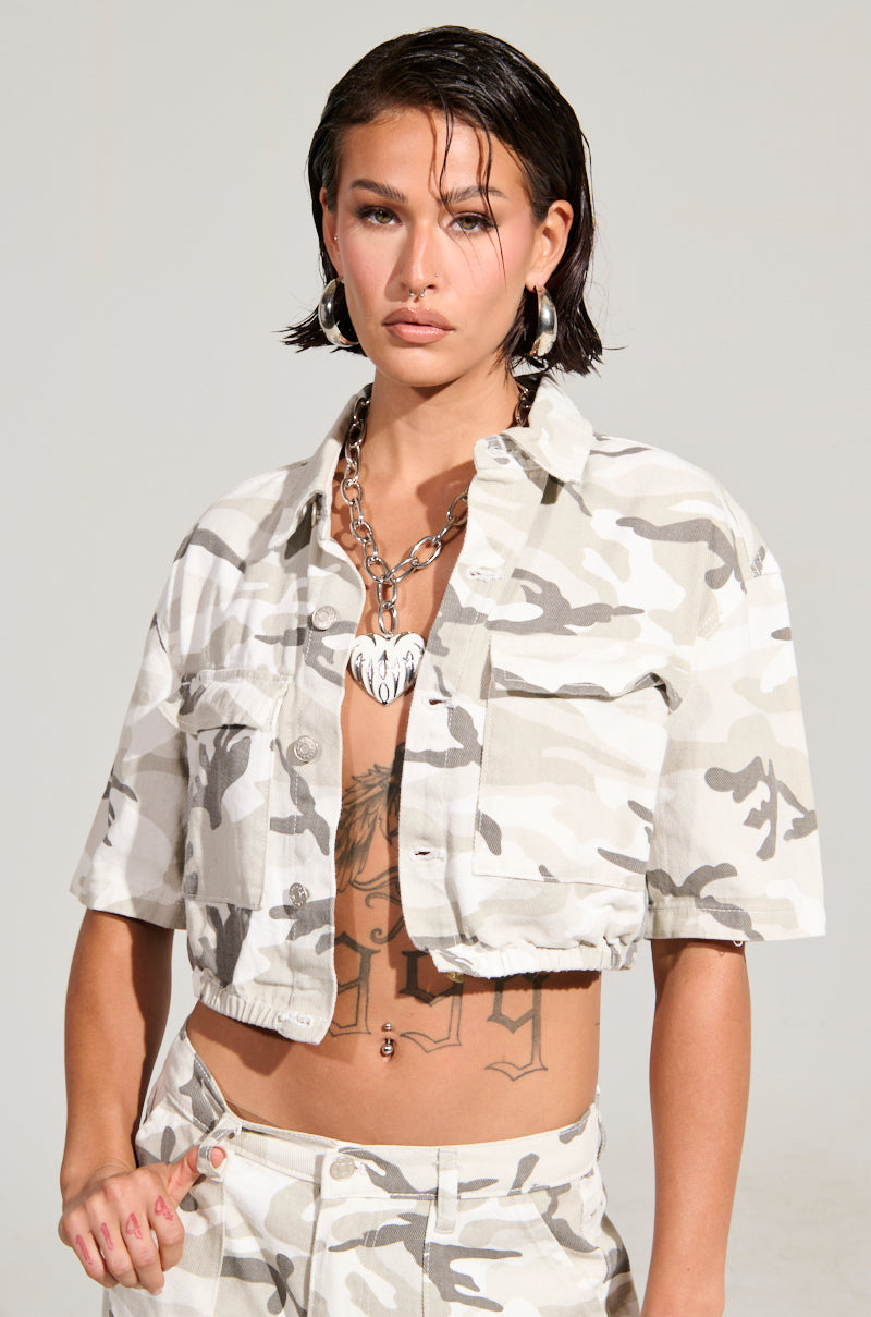 YOURE UP NEXT CAMO BUTTON DOWN TOP