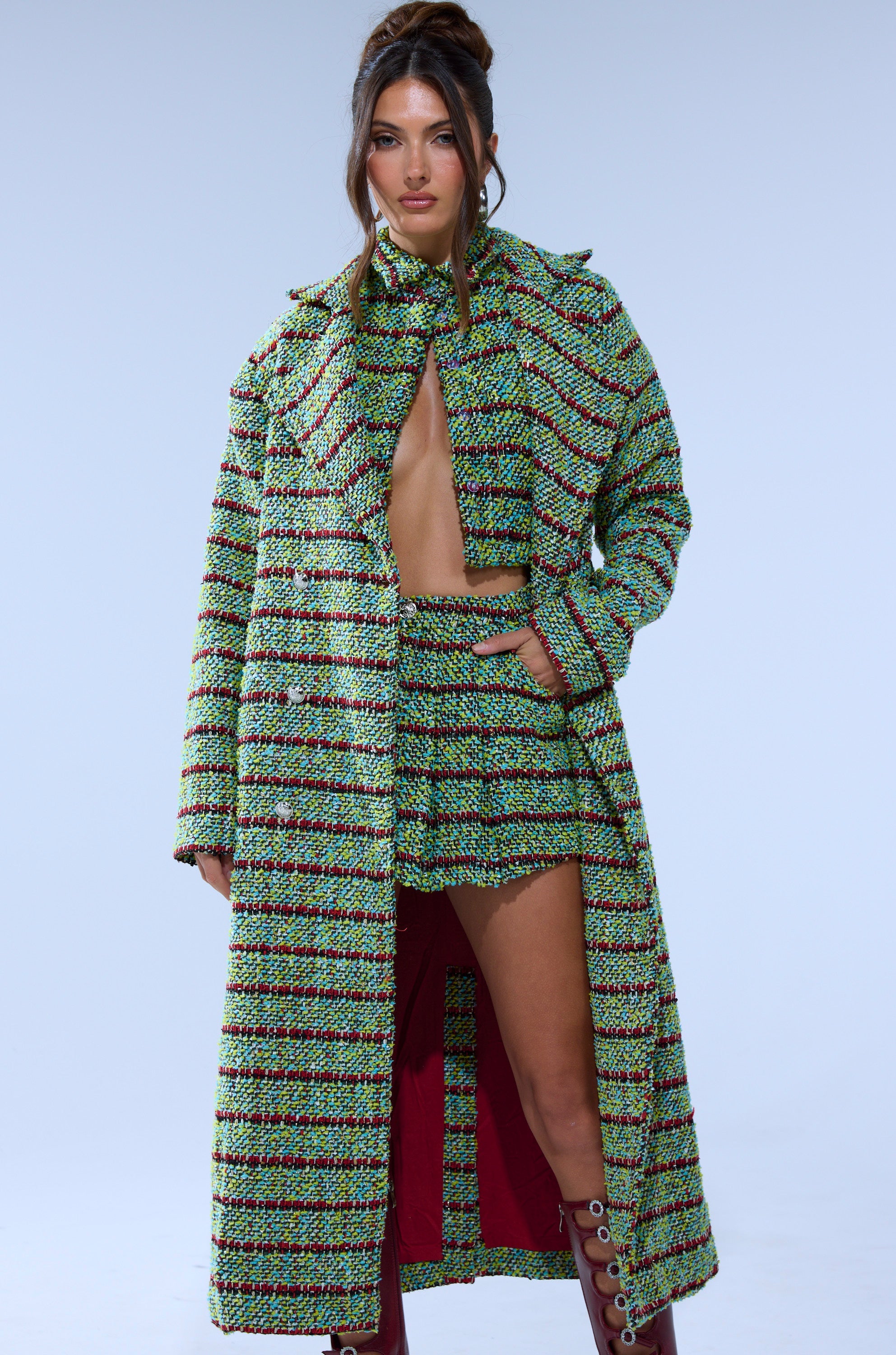 IT'S GIVING LUCK TWEED TRENCH