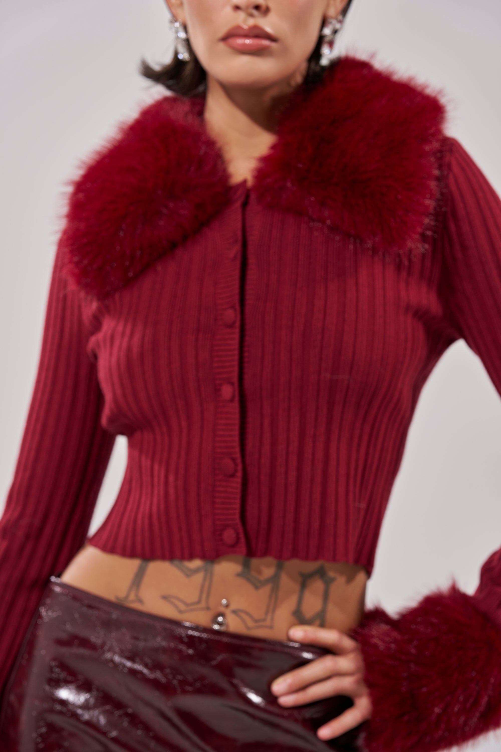 EASE MY MIND CARDIGAN WITH FUR TRIM