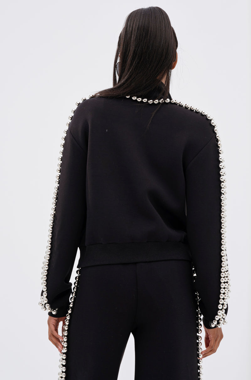 BALLS TO THE WALL ZIP UP SWEATSHIRT IN BLACK