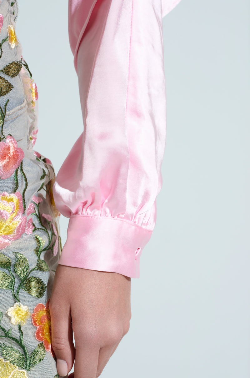 TALIA SATIN MOCK NECK BLOUSE