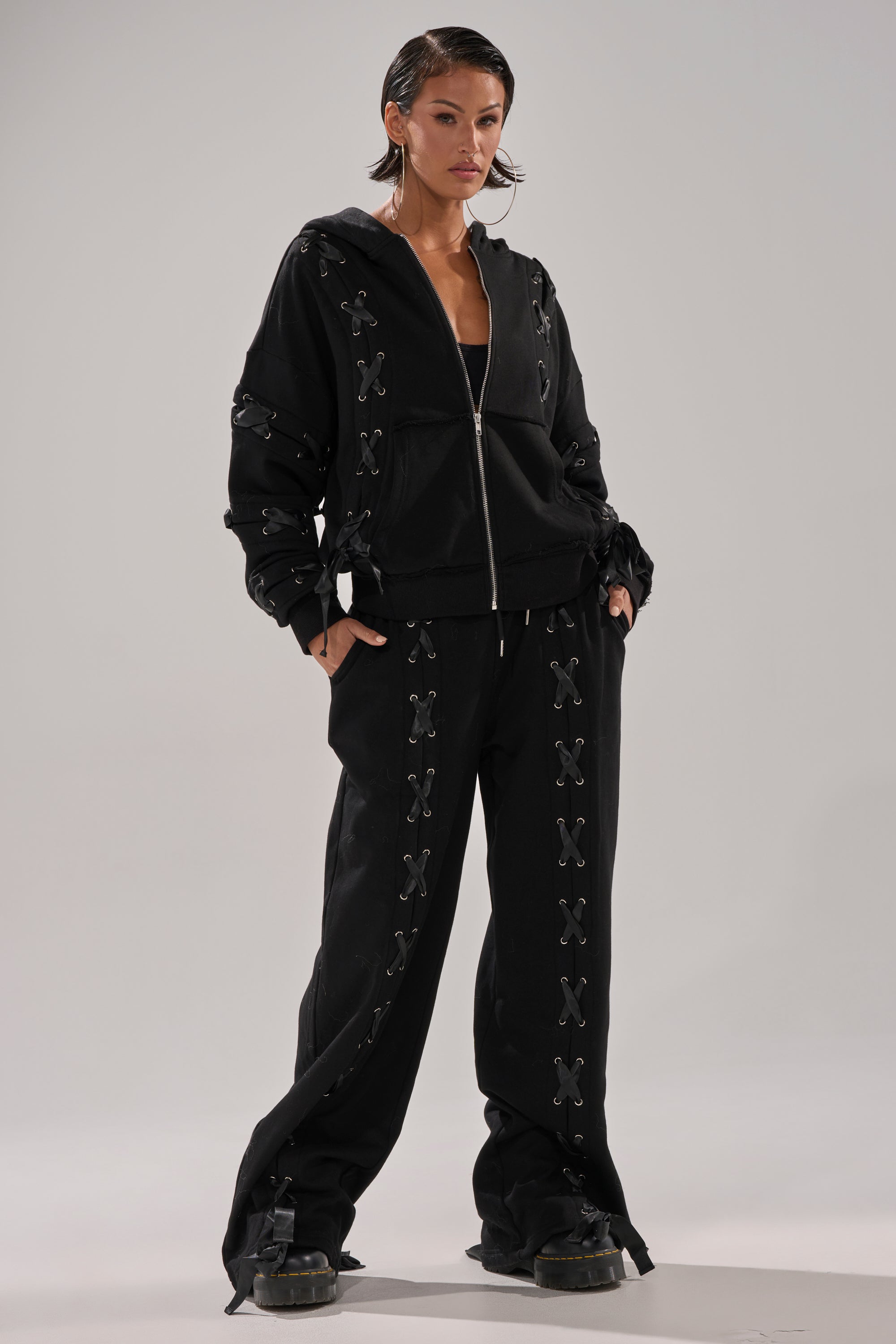 ALL LACED UP STRAIGHT-LEG SWEATPANTS