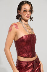 ROCKSTAR CHIC CORSET TOP IN RED