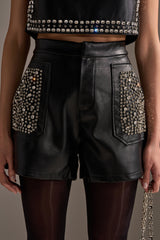 DANCE THE NIGHT AWAY FAUX LEATHER SHORT