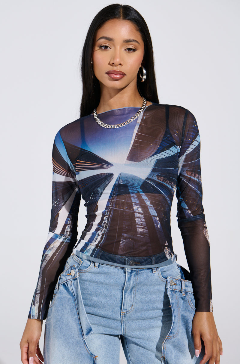 SKYS THE LIMIT MESH LONG SLEEVE TOP