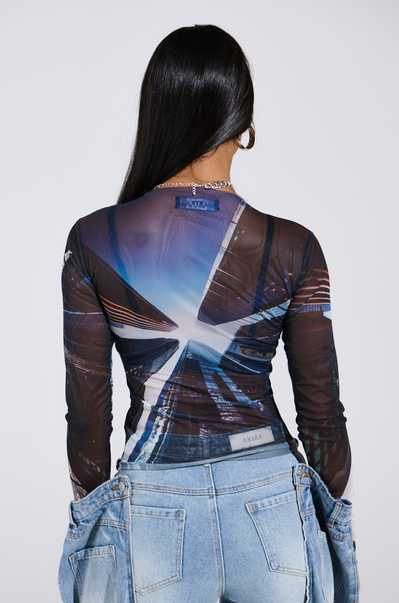SKYS THE LIMIT MESH LONG SLEEVE TOP