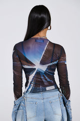 SKYS THE LIMIT MESH LONG SLEEVE TOP