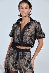 SHINE ON YOU LACE BUTTON DOWN TOP