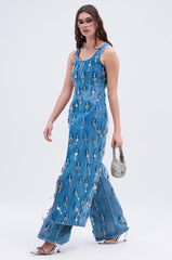 KEY TO YOUR HEART ASYMMETRICAL DENIM TOP