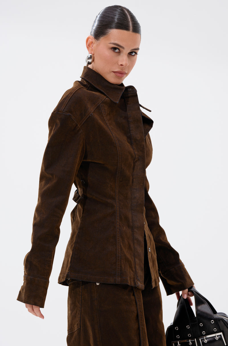 FALL VIBES VELVET DENIM BUTTON DOWN