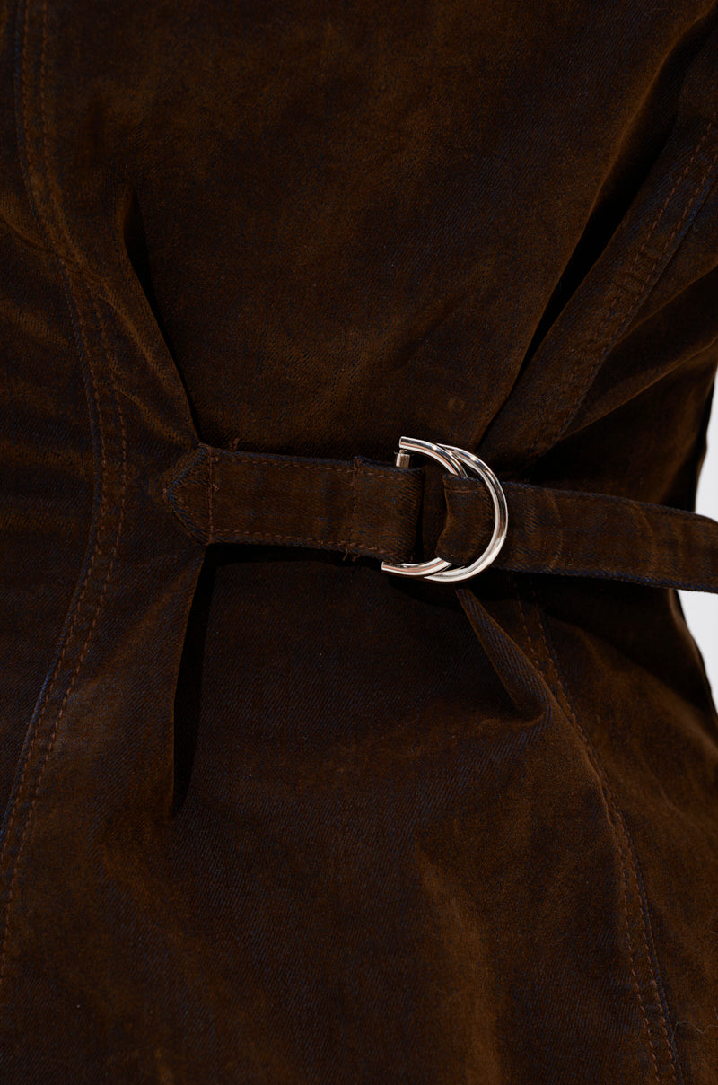 FALL VIBES VELVET DENIM BUTTON DOWN