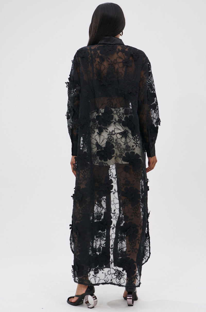 AMARIA LONG LACE BUTTON UP SHIRT