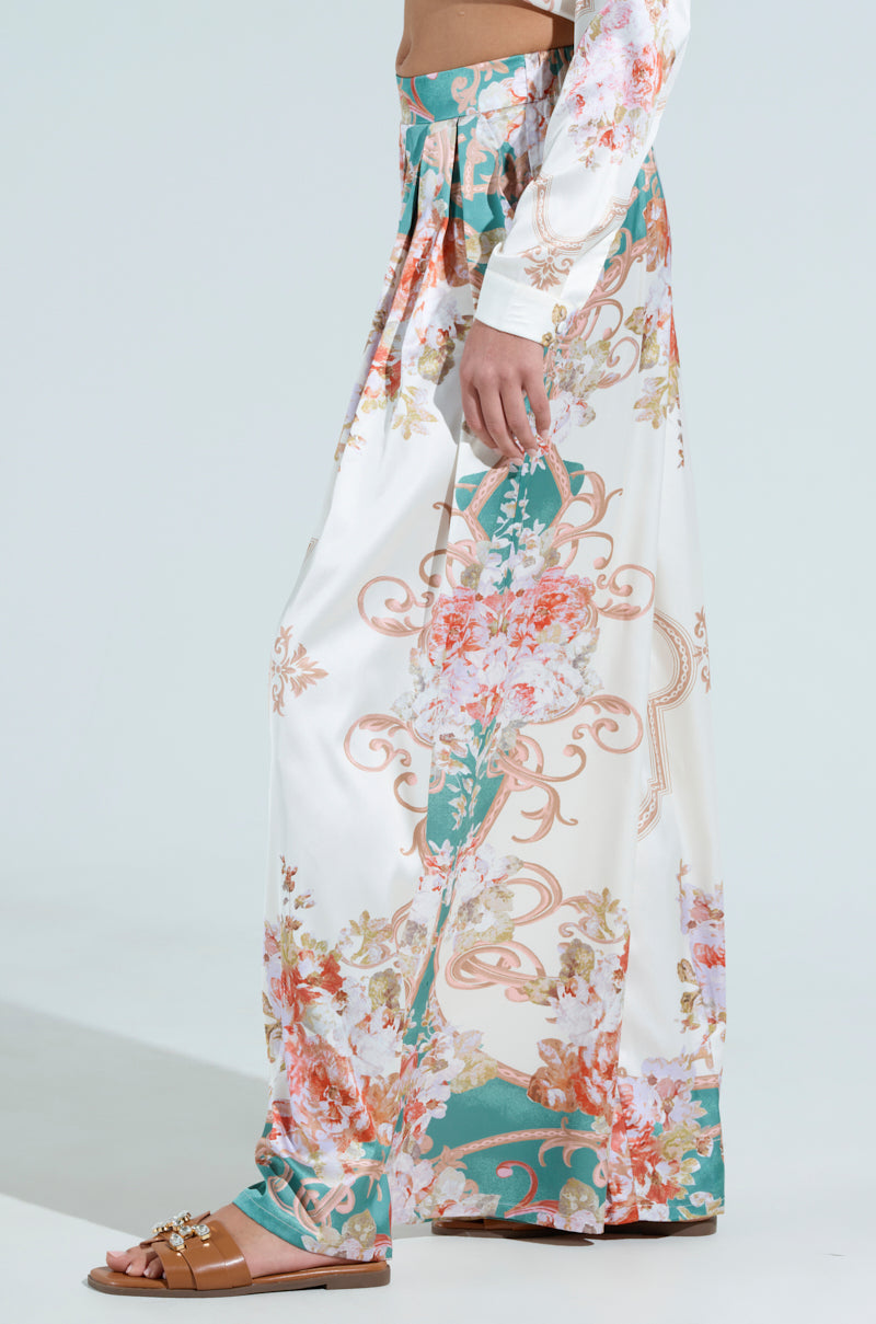 FLORAL GARDEN SATIN PALAZZO PANT
