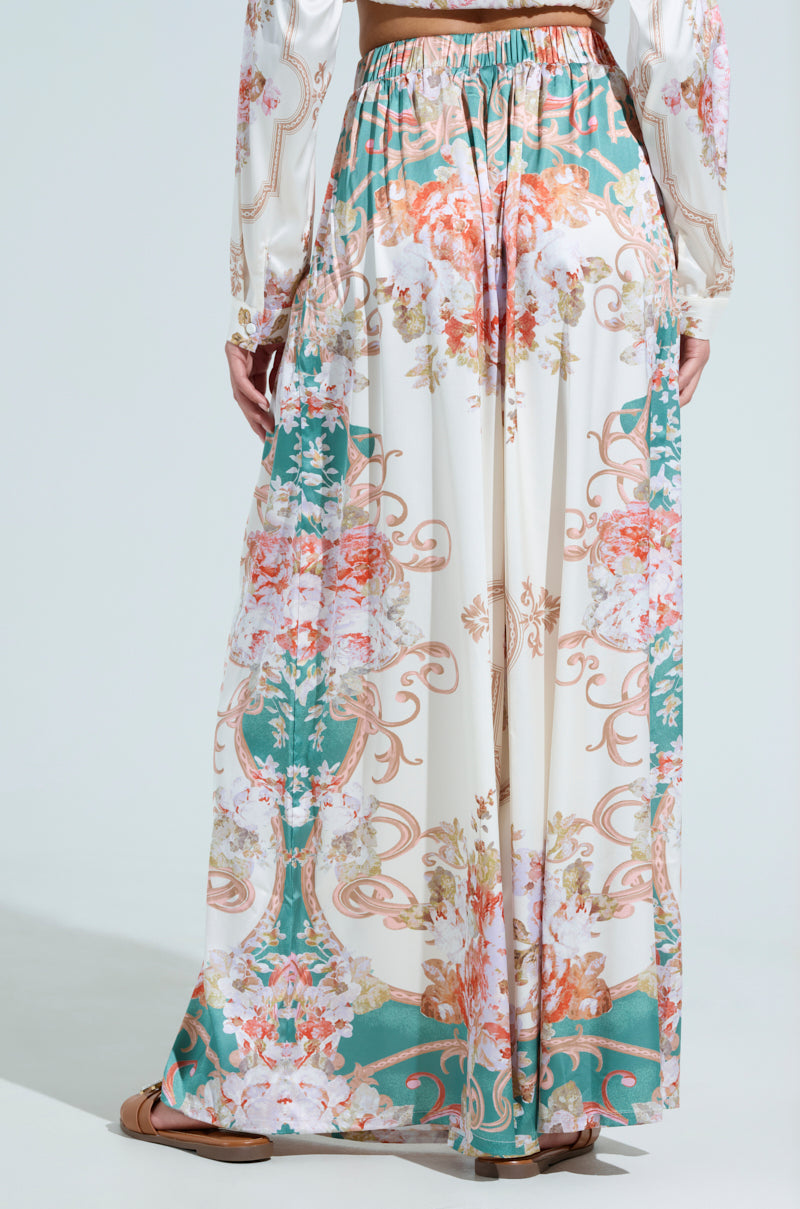FLORAL GARDEN SATIN PALAZZO PANT