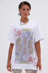 KING OF HEARTS OVERSIZED TEE IN WHITE