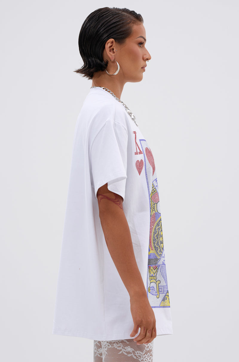 KING OF HEARTS OVERSIZED TEE IN WHITE