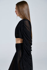 LAURA RUCHED CROPPED BLOUSE