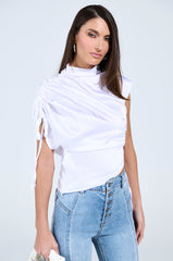 EXQUISITE ASYMMETRICAL SATIN BLOUSE TOP
