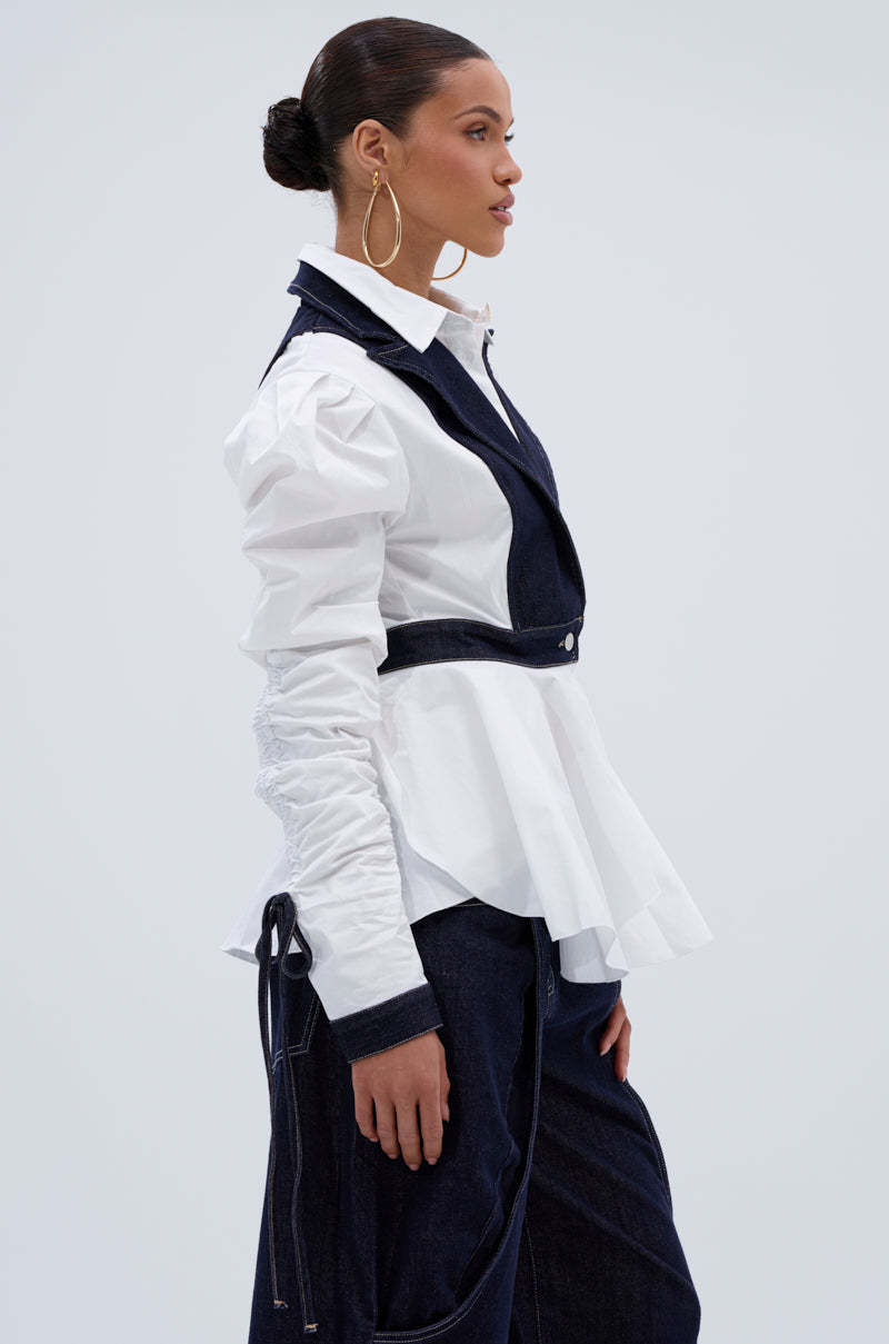 I ADORE YOU BUTTON DOWN BLOUSE