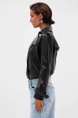 TRACIE FAUX LEATHER BLAZER BODYSUIT