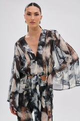 RUBY OMBRE TIE FRONT BLOUSE