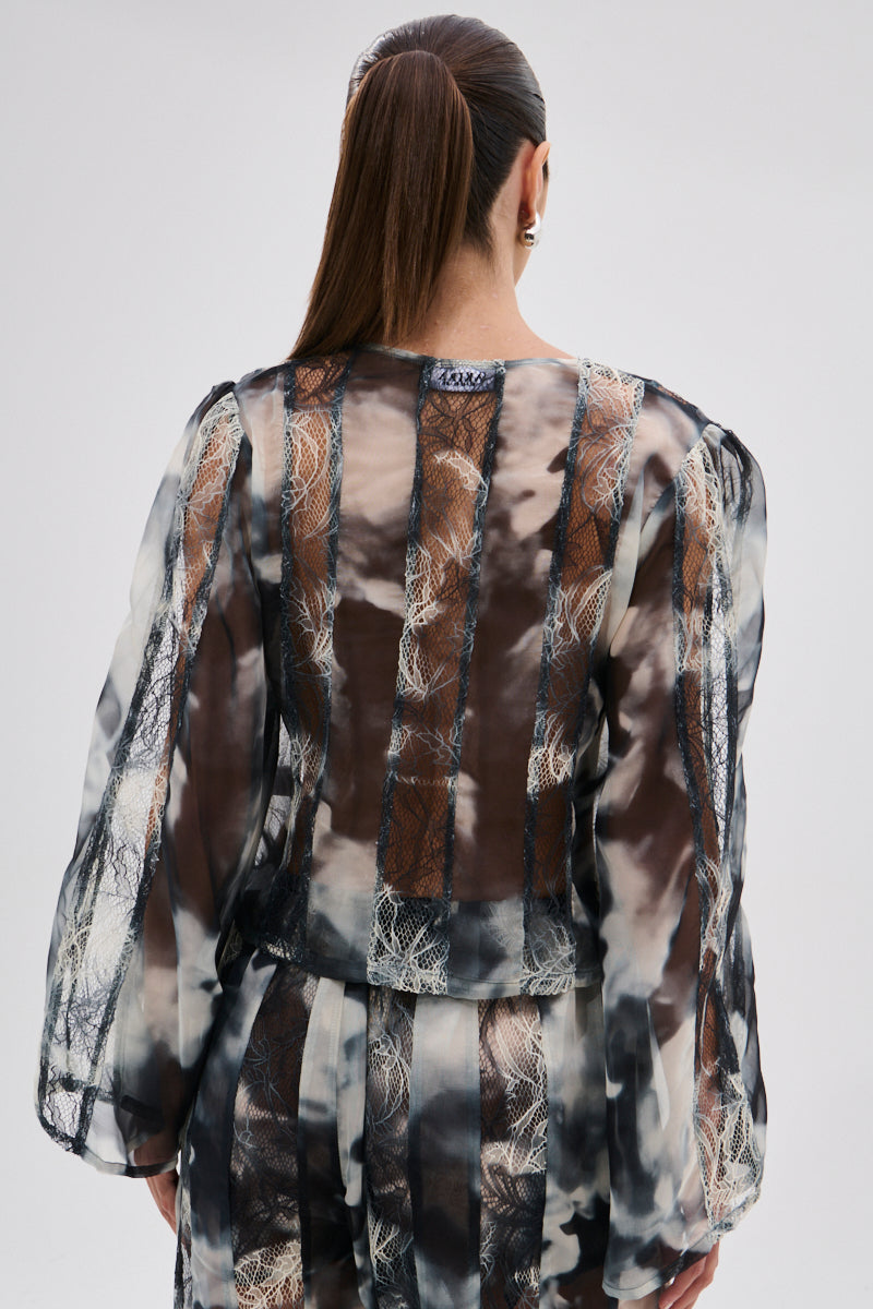 RUBY OMBRE TIE FRONT BLOUSE