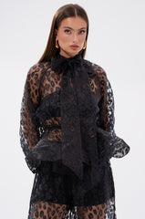 CHEETAH SISTA TIE FRONT BLOUSE