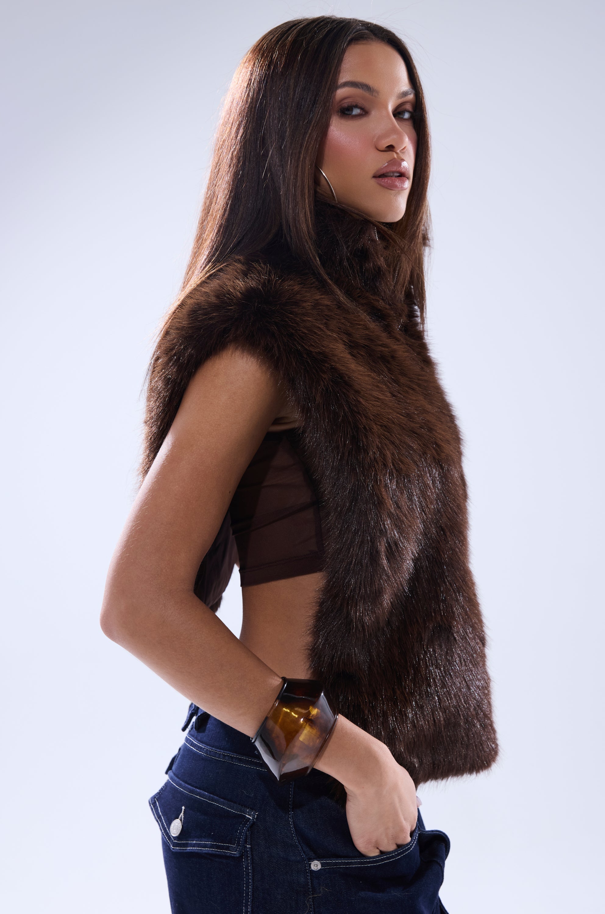 SURE THANG FUR TURTLENECK PULLOVER