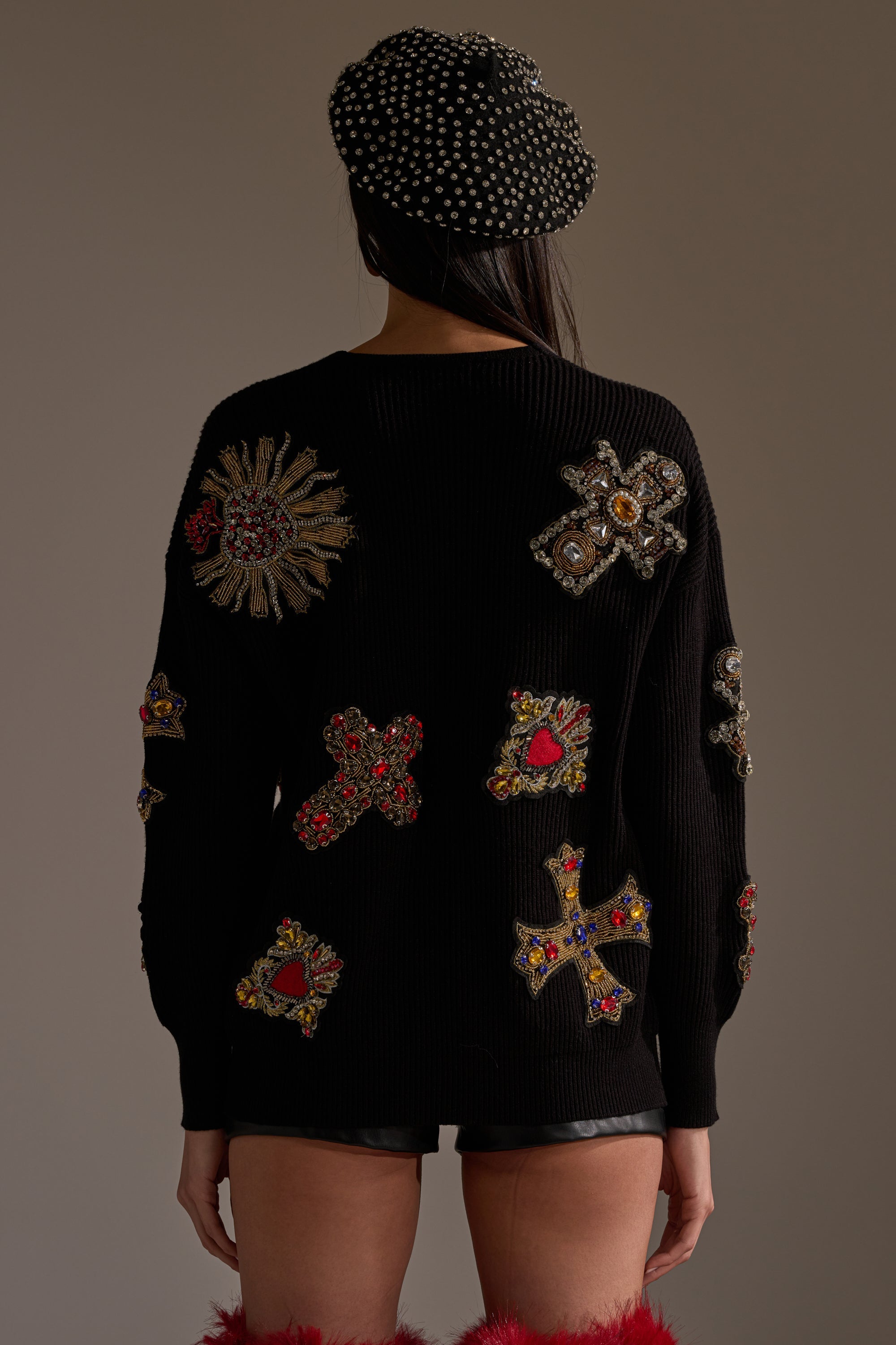FEELING EXTRA EMBELLISHED SWEATER