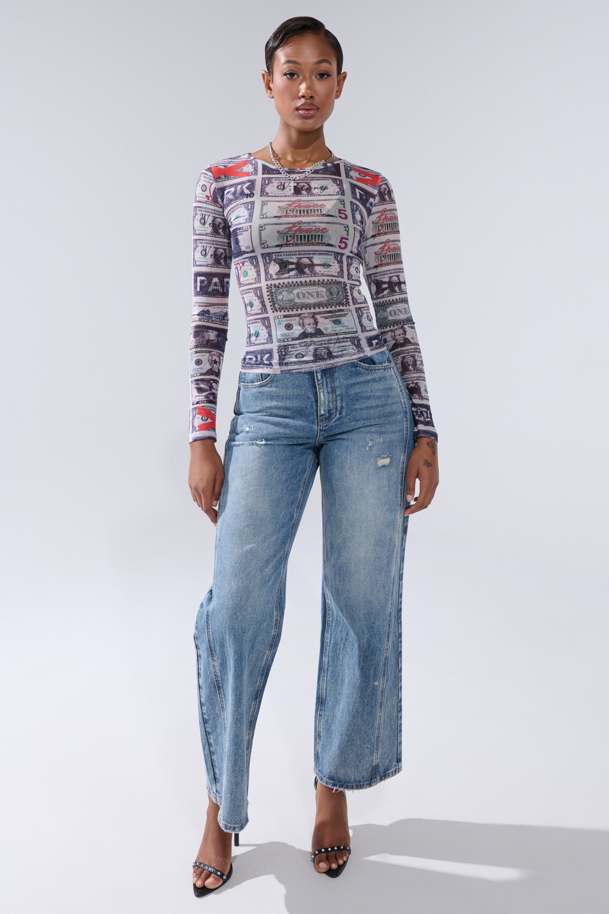 GIMME THE MONEY MESH LONG SLEEVE