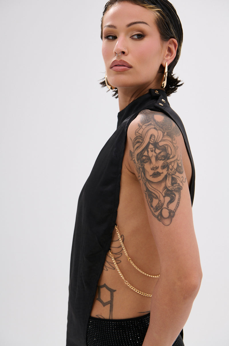 TIME FLIES SATIN ONE SLEEVE BLOUSE